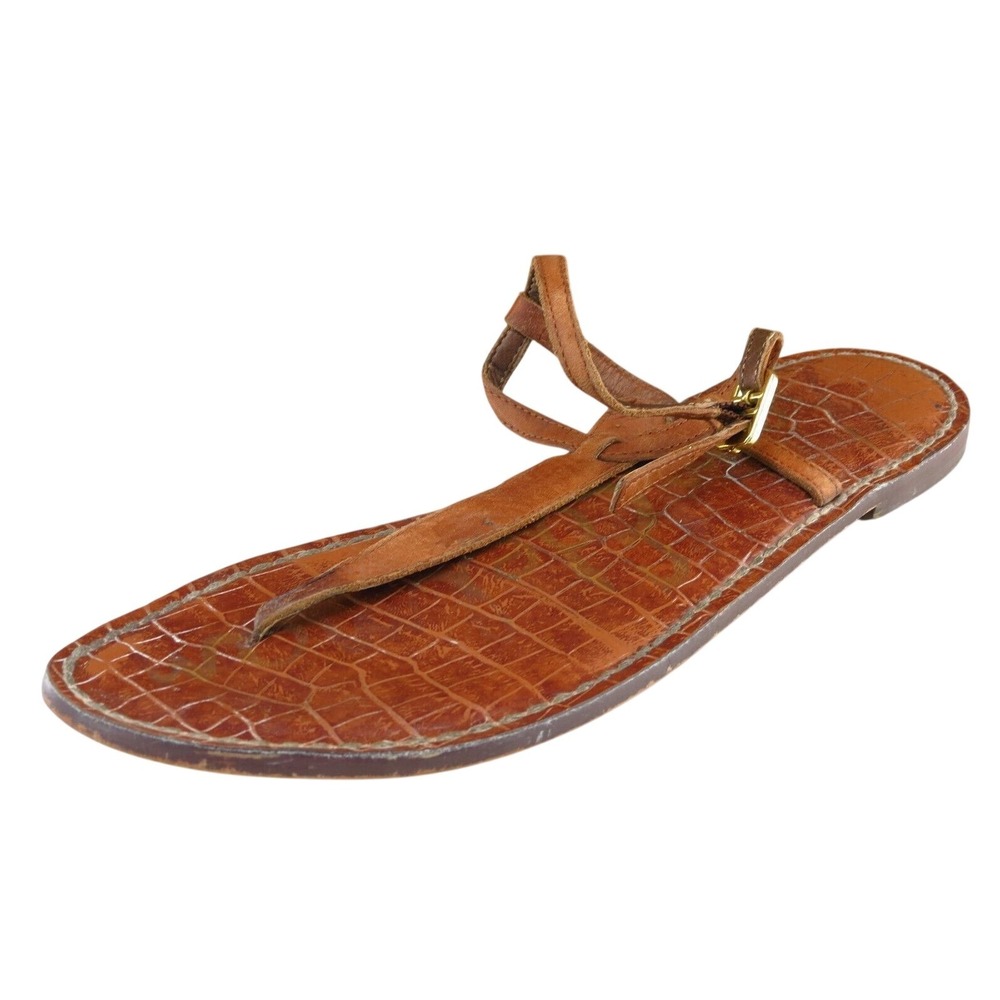 Sam Edelman Sz 8 M Brown Thong Leather Women Sandals Gigi